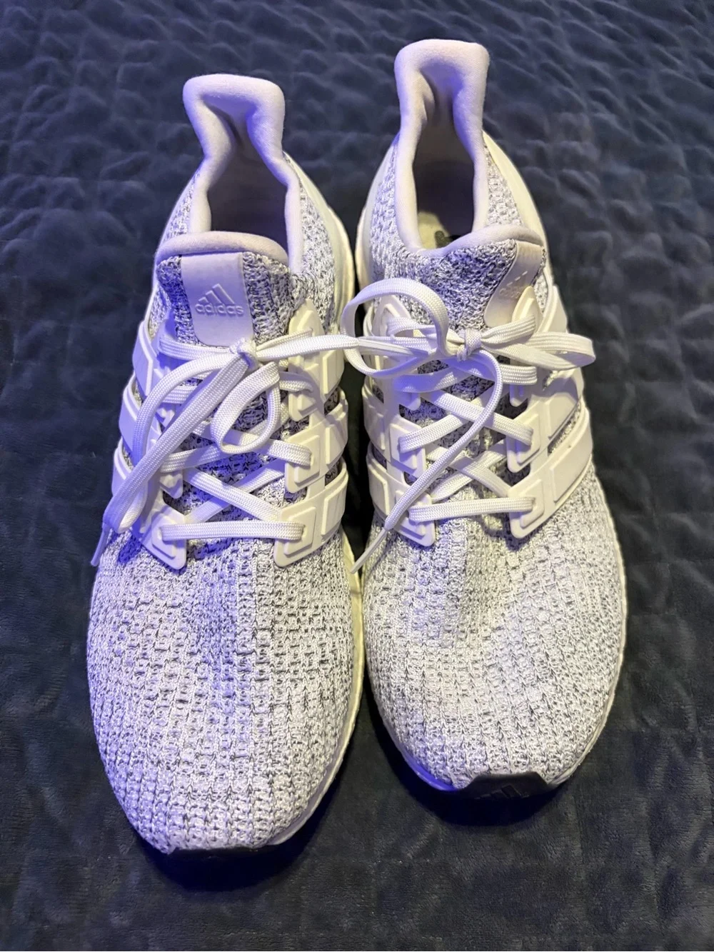 Adidas Ultra Boost White and Gray Knit Running Sneakers